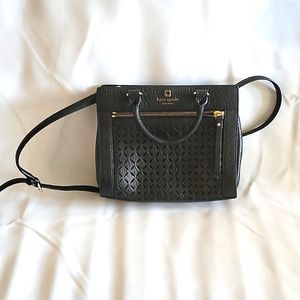 Kate Spade purse unique front detail black crossbody purse with removable strap